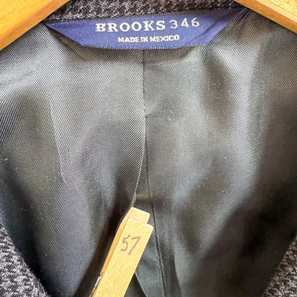 VTG Brooks Brothers 346 Blazer Mens 46L Gray Worsted Wool Office Casual‎ Wedding